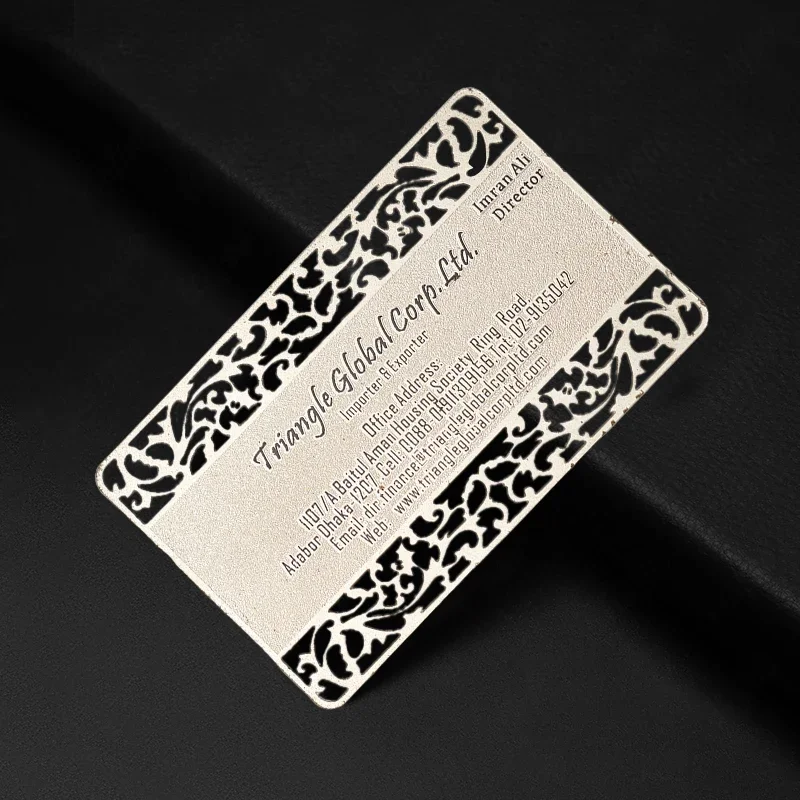 دائرة الشكل المخصصة/بطاقة عمل معدنية فريدة من نوعها محفورة بالليزر