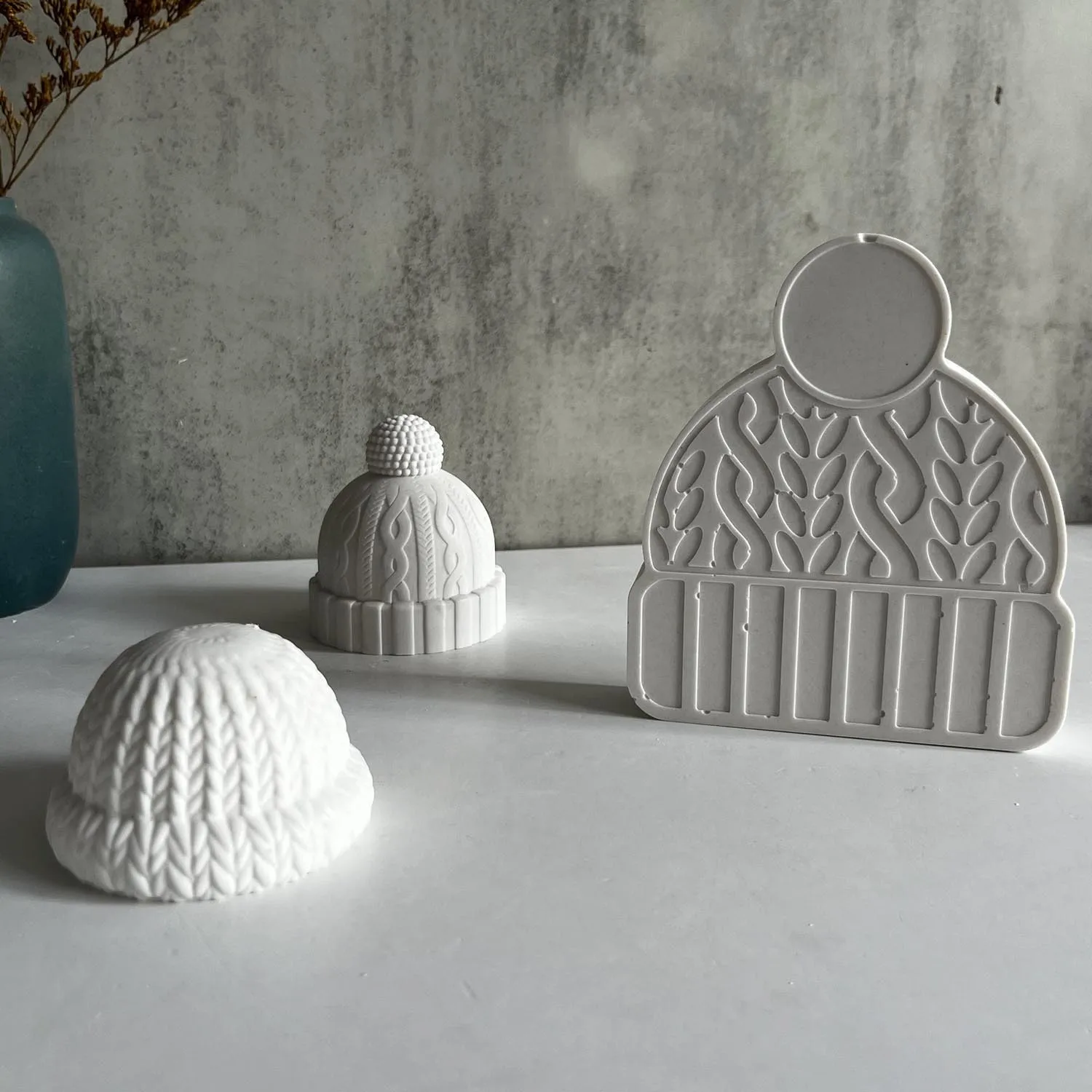 الشتاء محبوك قبعة قالب من السيليكون عيد الميلاد قبعة مزركشة قوالب متماسكة سانتا ها عيد الميلاد عشية سيارة الطازجة شمعة الراتنج DIY بها بنفسك تزيين المنزل #3