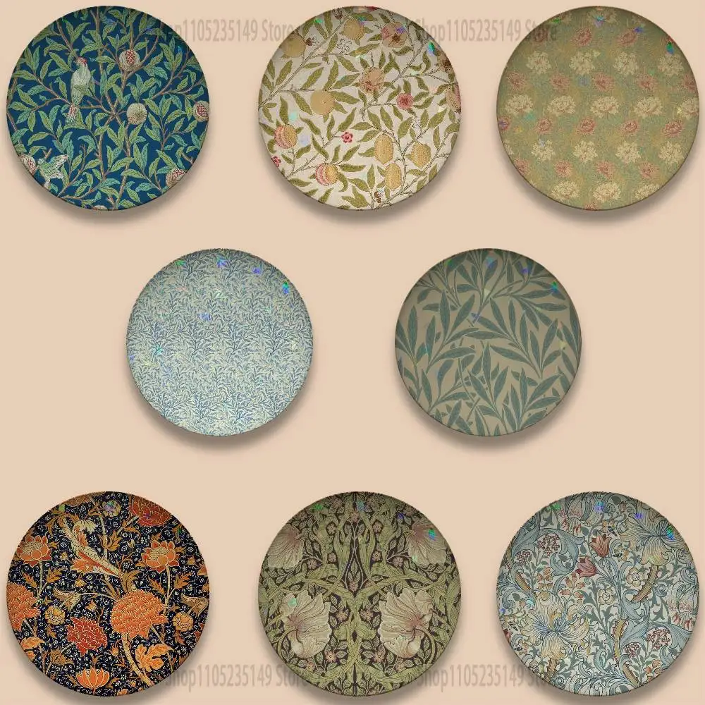 William Morris 58mm Cartoon Badge Stage Brooches on Backpack Clothes Handmade Round Enamel Pins for Jewelry Gift Bag Accessory