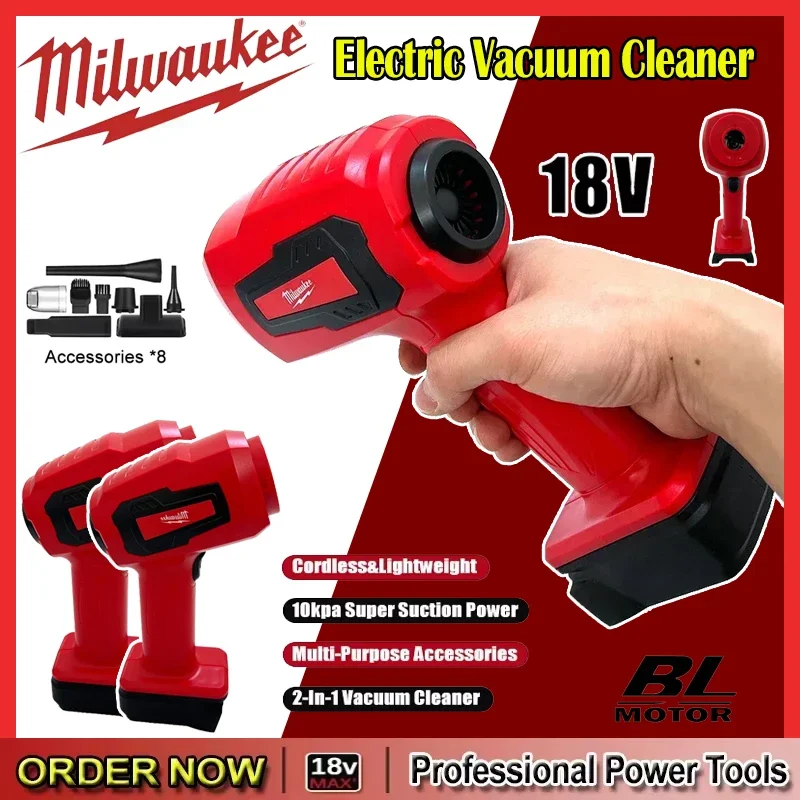 ميلووكي المحمولة القابلة لإعادة الشحن المحمولة 120 واط سيارة مكنسة كهربائية 3 في 1 فراغ كهربائي المنزل والسيارة 18 فولت بطارية ليثيوم أيون