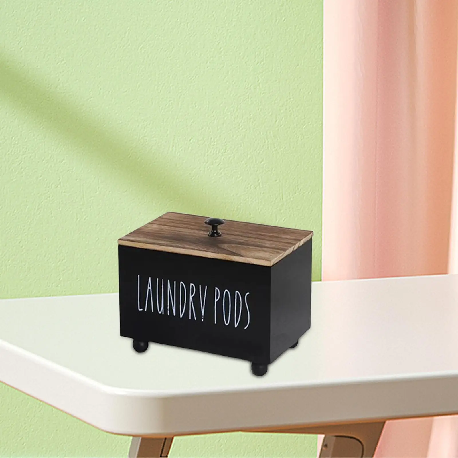 Rustic Wooden Dispenser Box for Tampons, Bathroom Organizer with Lid