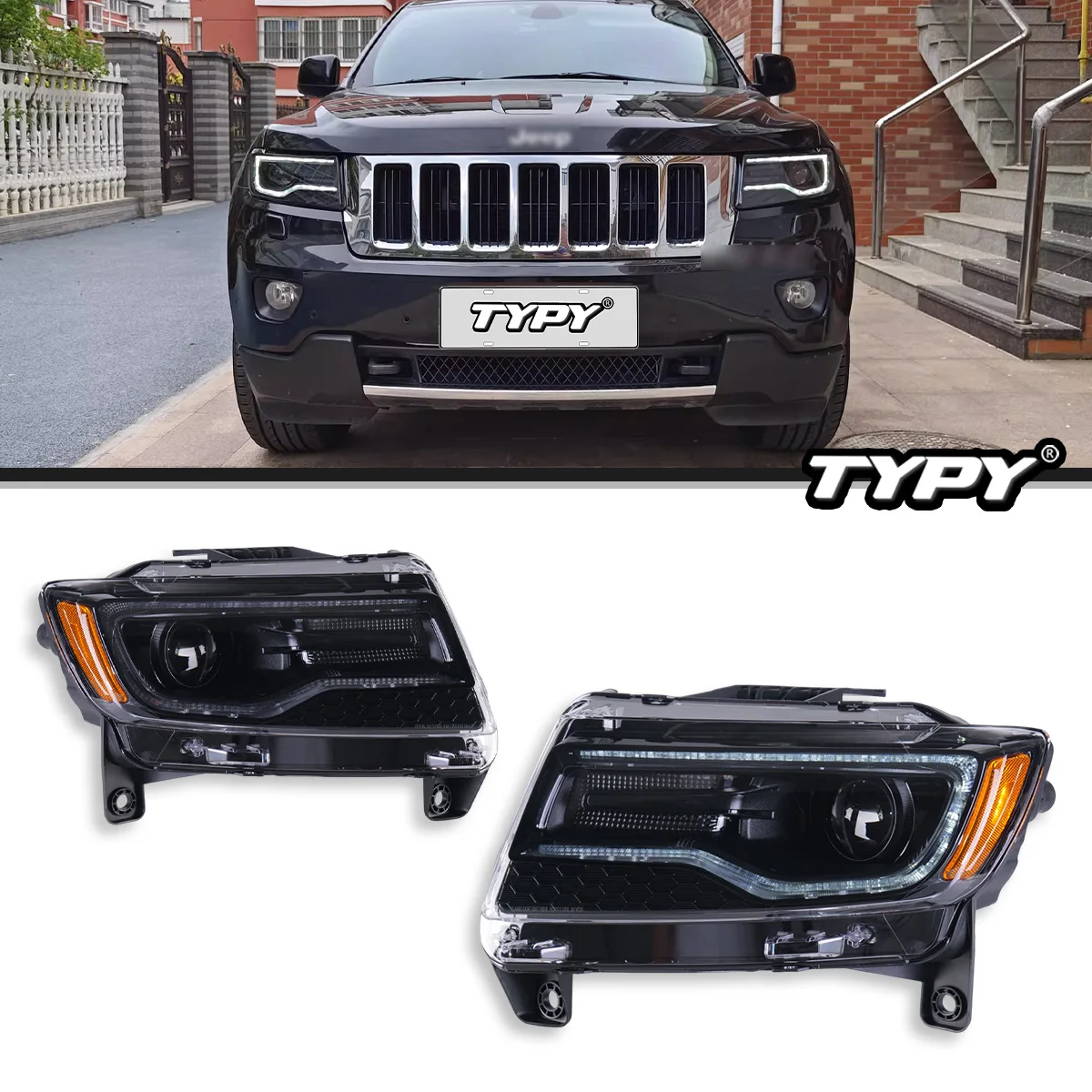

Автомобильные фары TYPY для Jeep Grand Cherokee 2011-2013, фара, светодиодный проектор, дневные ходовые огни, автомобильные аксессуары