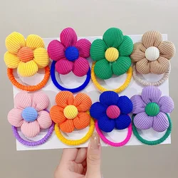 1PC New Sweet Fill Cotton Flowers Girls Kids Cute Elastic Hair Bands Children Hair Ties Princess Hair Accessories Baby Headwear