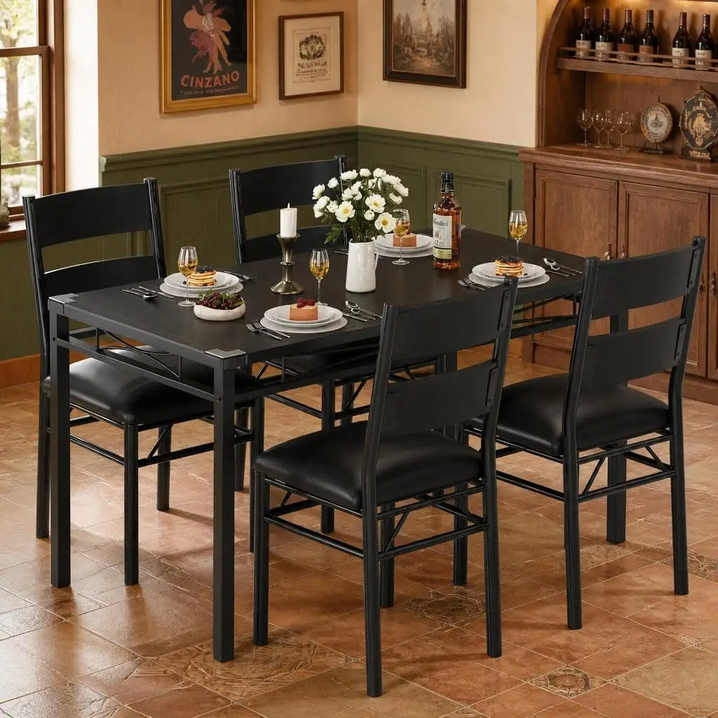 Space-Saving Dining Table Set, Table and Chairs Set of 4
