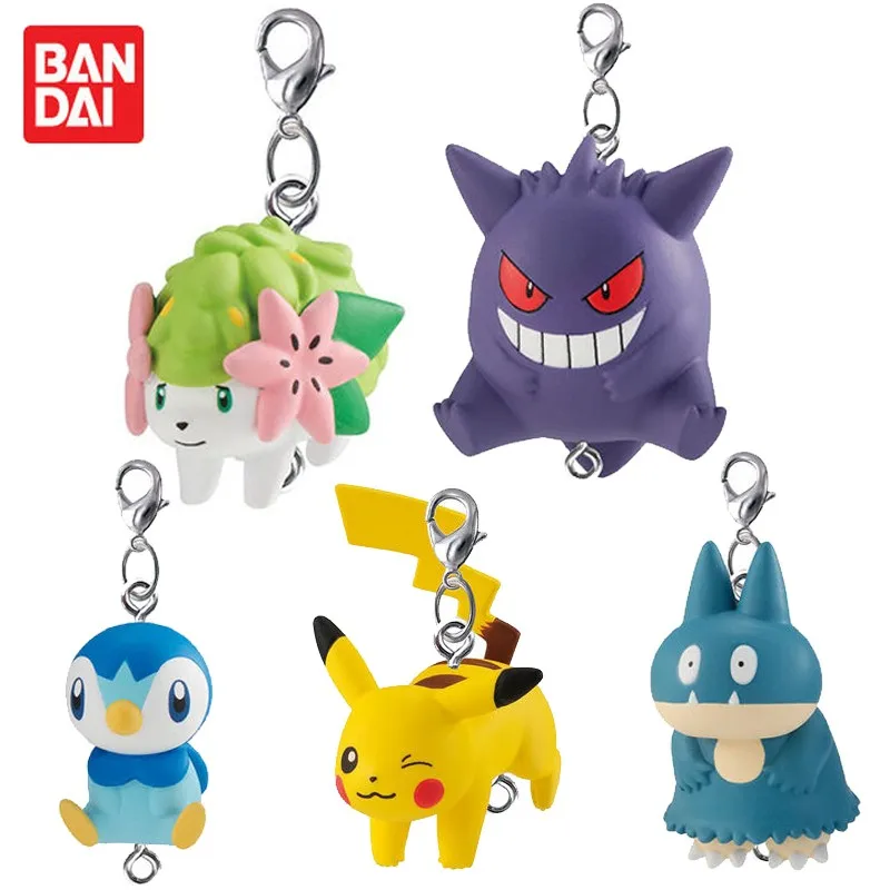 BANDAI Pokemon Action Figures modello Pikachu Snorlax Piplup Gengar sylvion Quaxly Gashapon ciondolo portachiavi serie originale