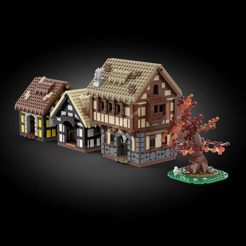 Medieval Houses Tree Alone Diorama Model Moc Building Bricks Castle Modular DIY Sets Assembly Blocks Toys Christmas Gifts