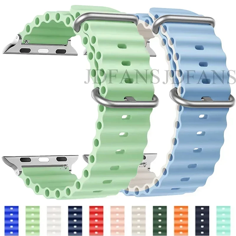 Ozeanarmband für Apple Watch Ultra 49 mm Band 44 mm 45 mm 40 mm 41 mm 42 mm Silikon Original 1:1 Armband iWatch Serie 8 7 6 5 4 9 se