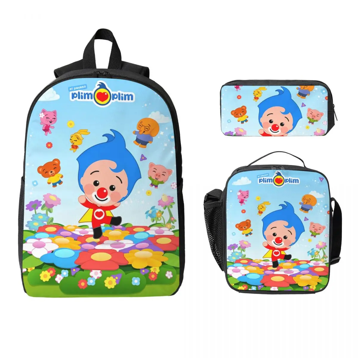 

3Pcs Plim-Plims Theme School bags Set for Children Pen Bags Backpack Sets with Lunch Box For Primary School Students Knapsack