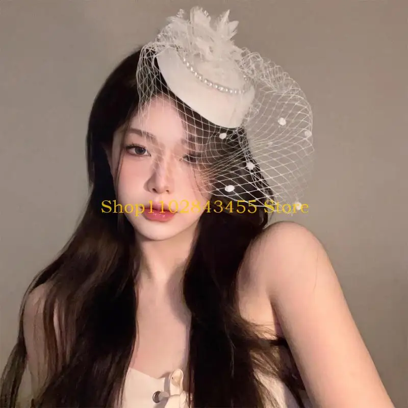 49MC أنثى شبكة زهرة قبعة الشعر كليب الكنيسة قبعة BridalShower 1920S الزعنفة أغطية الرأس #3