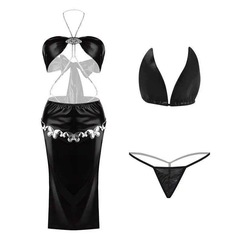 Neues Design Damen Sexy Rollenspiel Katze Dessous Kleid Erwachsene Dame Halloween Party Cosplay Kostüme Freche Nacht Fliter Bikini Sets