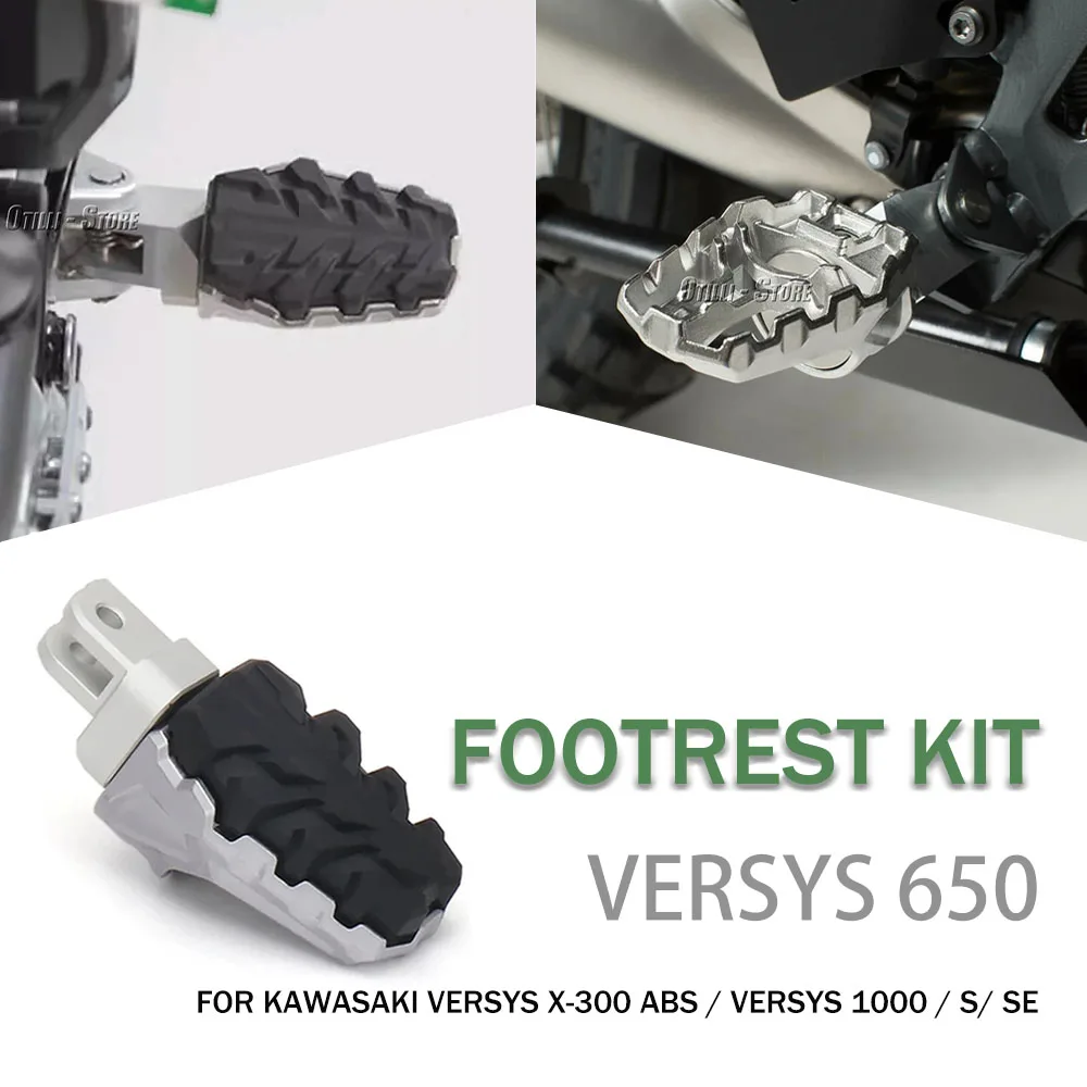 Foot Pegs Footrests Pedals Kit New For Kawasaki VERSYS X-300 ABS 2016-2024 Versys 650 Versys650 2014-2024 Versys1000 2011-2024