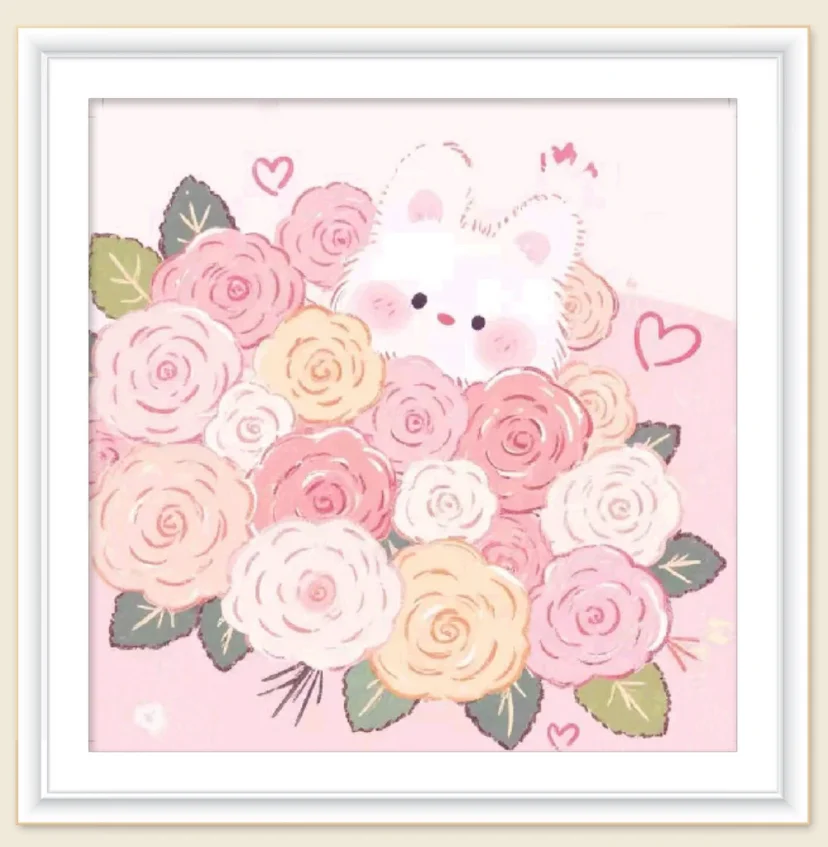 

9ct 40x40cm Rose Rabbits Embroidery DIY Chinese Style Printed Kits Cross Stitch Needlework Set Home Decor Crafts