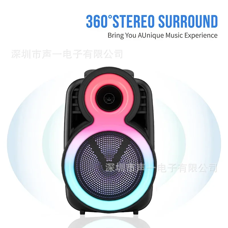 High Power 8-inch Dual speakers Colorful Subwoofer Outdoor Portable Karaoke system outdoor Bluetooth Speaker HIFI Home Theater