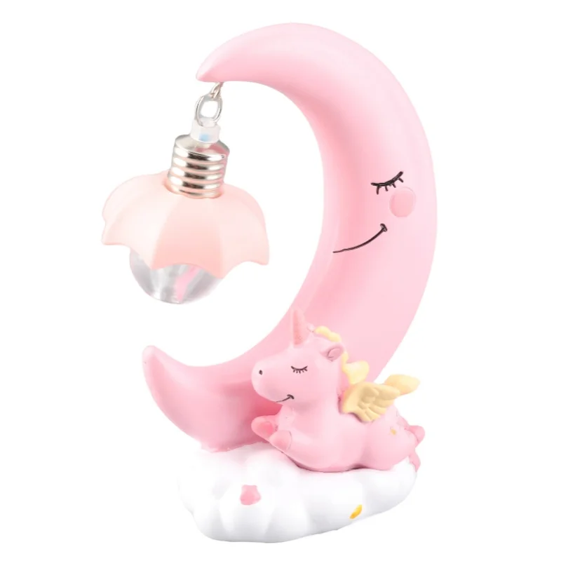 Cartoon Mond Led Nachtlicht Harz Baby Kindergarten Lampe Ornamente Nachttisch Lampe Kinder Geschenk Spielzeug