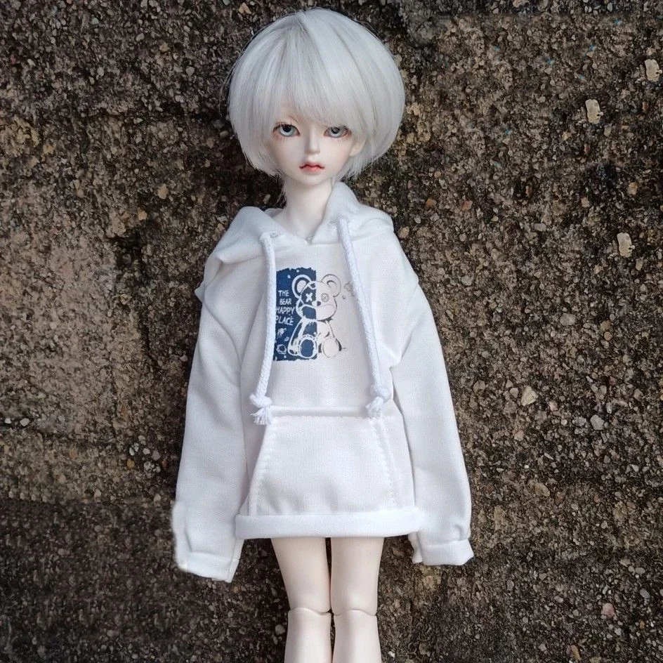 

1/3 1/4 1/6 Doll's Clothes for 60/45/30cm Bjd Doll White Black Hoodie Girl Toys Dress Up Play House Doll Accessories, No Doll