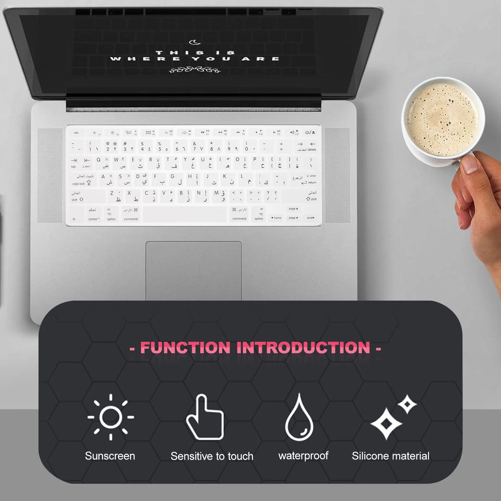 

2Pcs Arabic Silicone Laptop Keyboard Skin Cover Protective Water-Proof Keyboard Protector for Notebook Laptop Water-Proof Cover