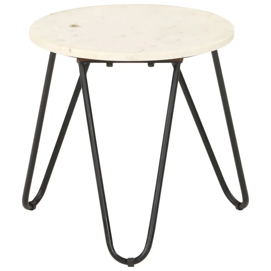 طاولة قهوة بيضاء 15.7x15.7x15.7 حجر حقيقي بملمس رخامي