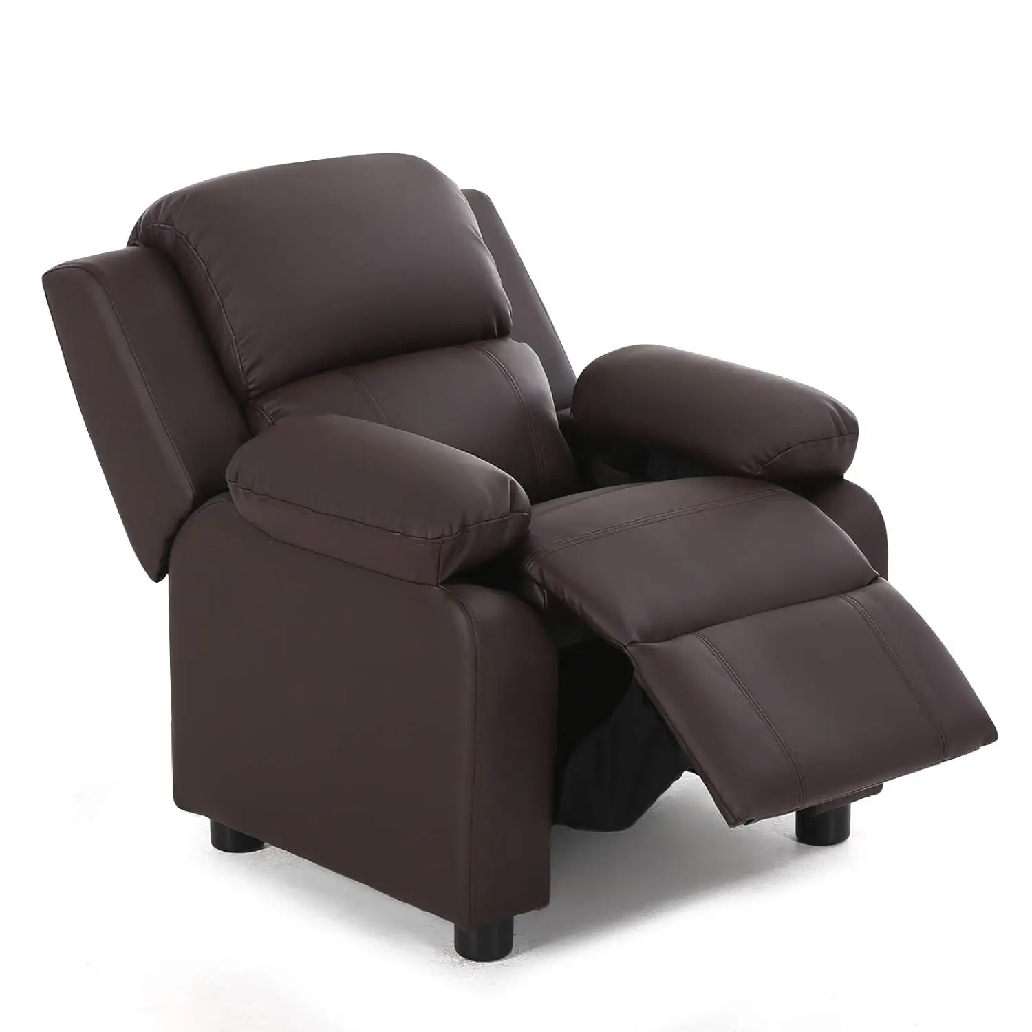 

Kids Recliner Chair Armrest Storage Adjustable Footrest Headrest Toddler Lounge 3+ Age Coffee Customized