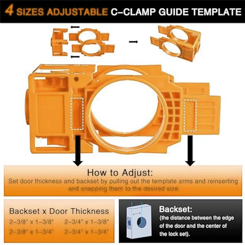 Kit d'installation de serrure de porte, scie cloche de serrure de porte, kit d'installation de bouton de porte avec scie cloche de 2 à 1/8 pouces pour serrure de porte en bois