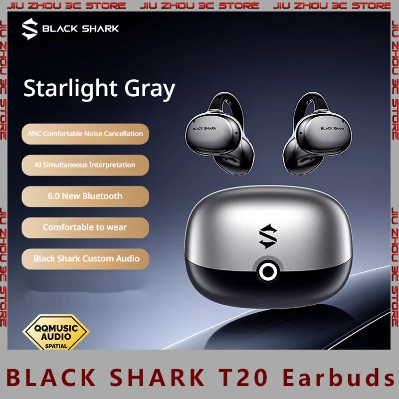 

Black Shark Open Ear Clip Wireless Bluetooth Earphones Pro T20 Ai Simultaneous Interpretation 2026 New Model For Sports Workout