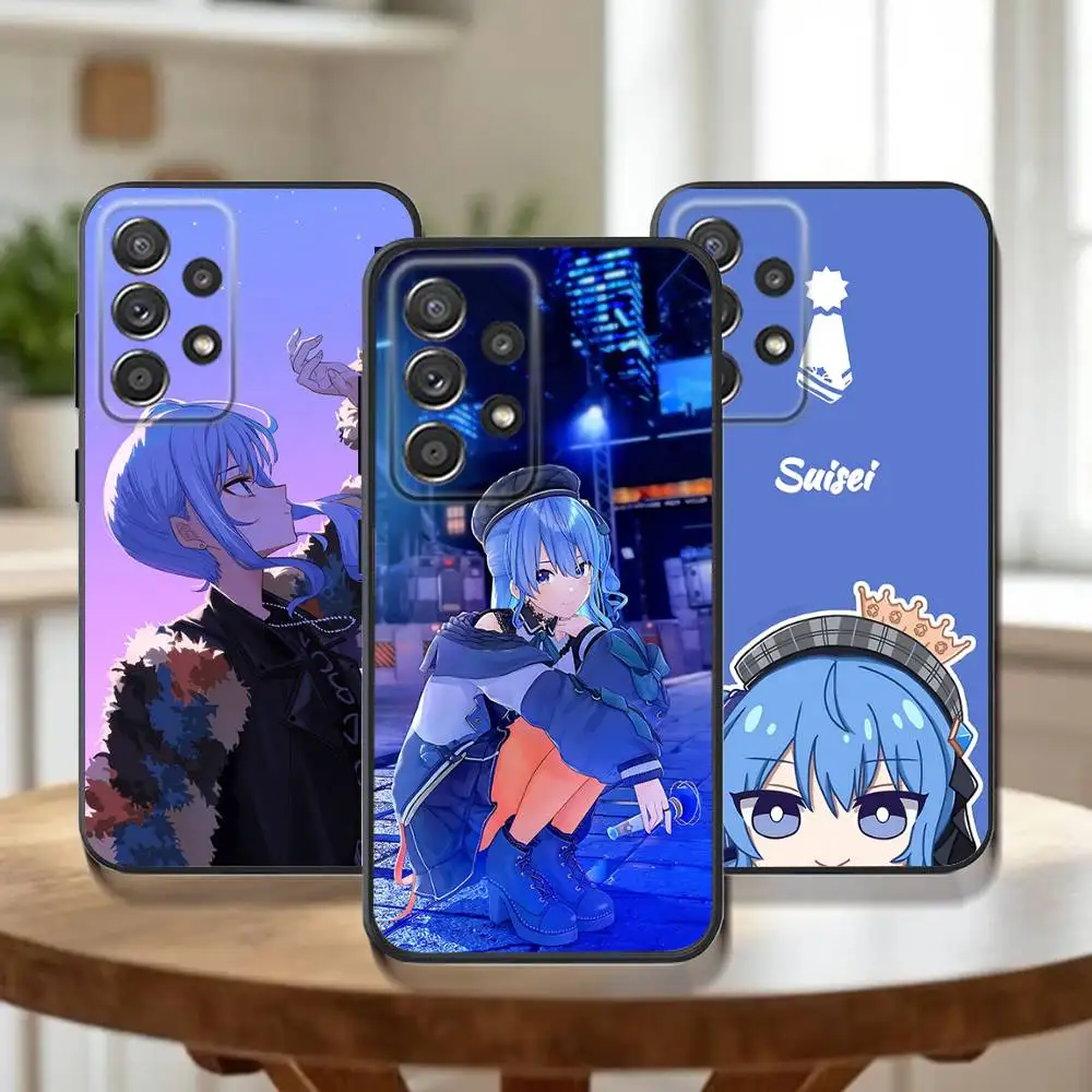 

Hoshimachi Suisei Phone Case For Samsung Galaxy A73,91,80,72,51,53,52,71,22,5G,Note,J7,8,9 Soft Black Cover