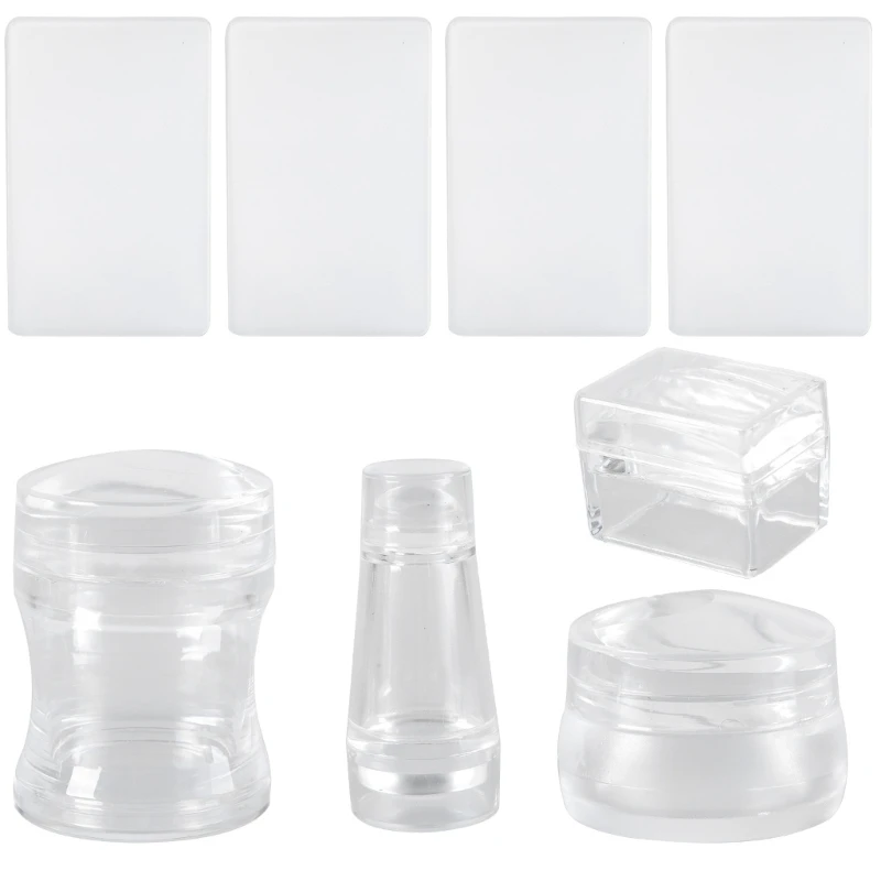 4 Different Sizes Silicone Art Stampers Transparent Body with Scrapers for Professional and DIY Designs Dropship