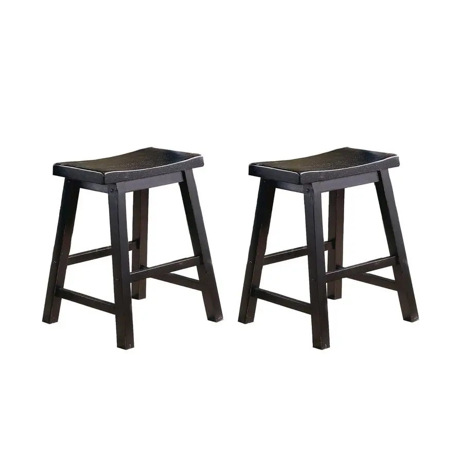 Saddleback Solid Wood Kitchen Height Bar Stool Set Of 2 Saddle Kitchen Stool Dining Height Stools for Dining, Armless Chair Seat