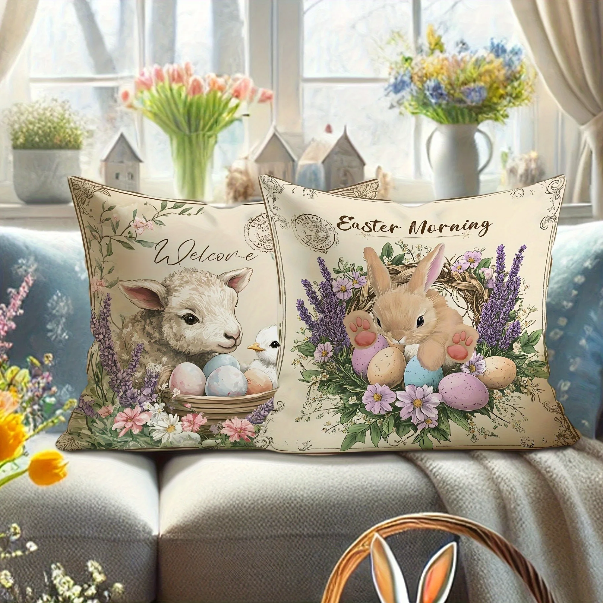 كيس وسادة مكون من 4 قطع، طباعة أحادية الجانب ثنائي الأبعاد، مناسب لأنواع الغرف والمكان المختلفة. #4