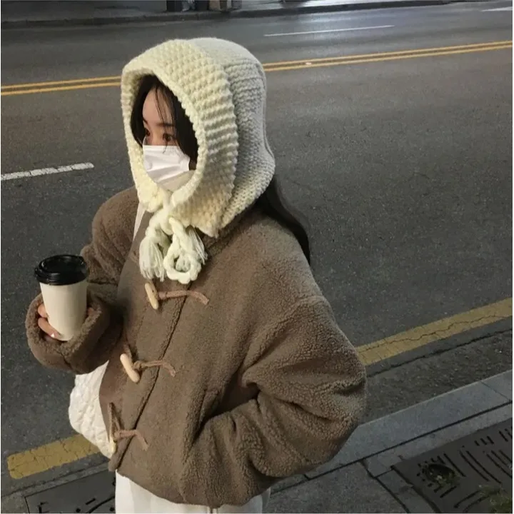 

Faionable Personalized Buttoned Fur Coat Korean Sle Spring Autumn Winter Outerwear for Women Casual Length Regular Fit