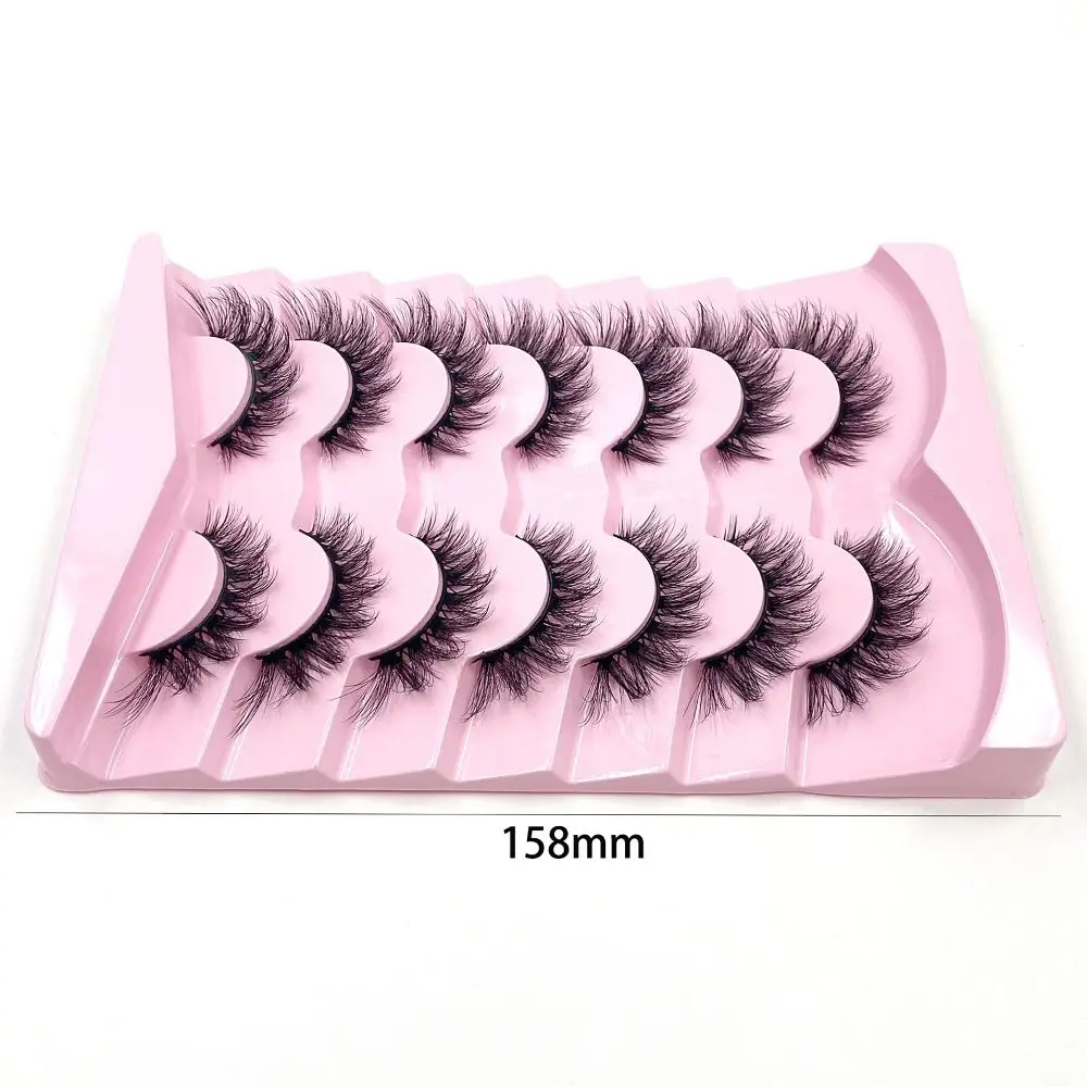 7pairs 3D Looking Effect Full Strip Lashes Long Eye Tail Wispy False Eyelashes Puffy Explosive Eye Makeup Winged Lashes