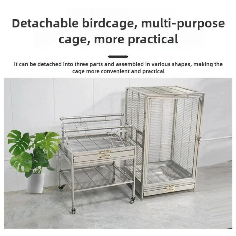 Steel Bird Cage Split Stand Transparent Ornamental Grey Eclectus Parrot Cage Villa Breeding Cage 2