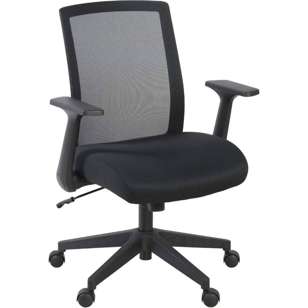 

squire ergonomic mesh office chair with flip-up arms, swivel task chair, adjustable height, tilt lock, commercial grade, heavy-