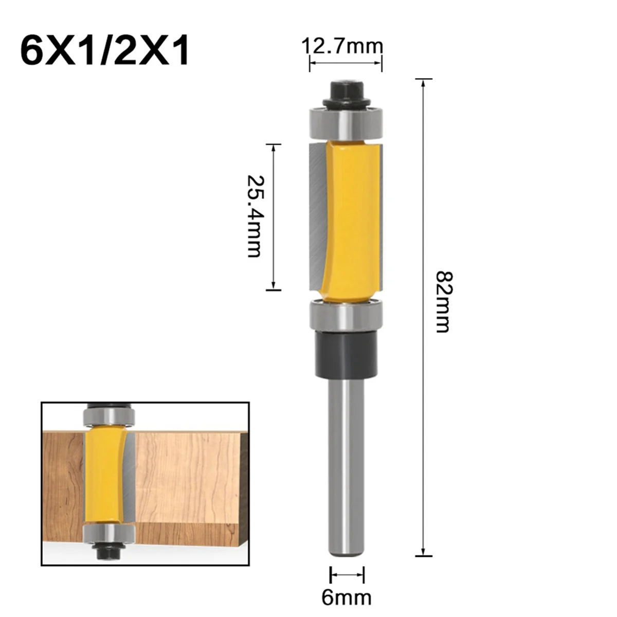 ABNJ 1/2 6mm Shank Flush Trim Router Bit with Double Bearing Router Bit Drill Tool for Wood Formwork Pattern A view 6