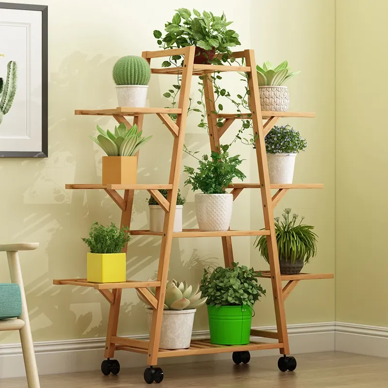Multi Tier Indoor Plant Stand Floor to Ceiling Shelf for Balcony Living Room Space Saving Display Rack for Succulents Pots