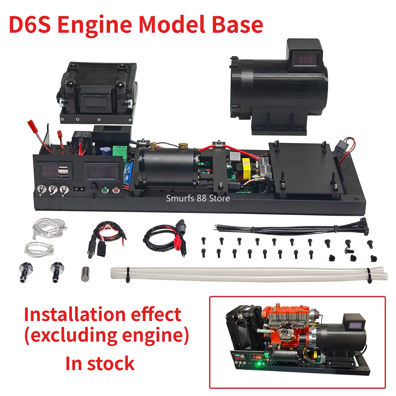 

GS D6S Engine Model Base with Tachometer Suitable for Inline Four Cylinder Four Stroke Internal Combustion Engine Model Toys