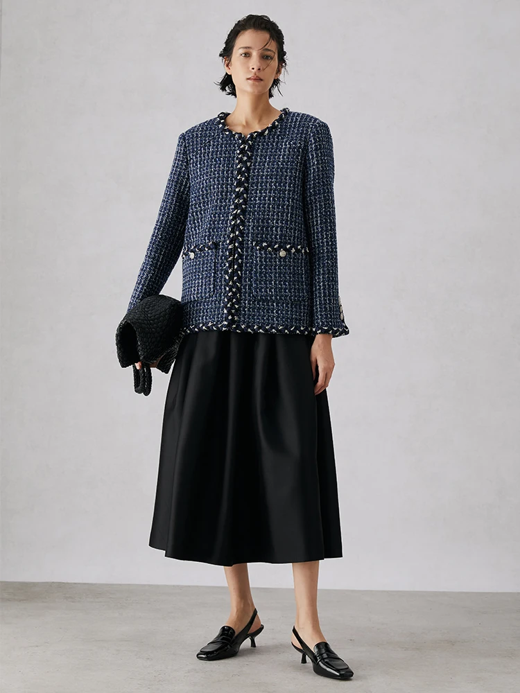 

Женский шерстяной кардиган BONUET, новинка осени-зимы 2023, с круглым вырезом, модный, для повседневной носки, длинный рукав