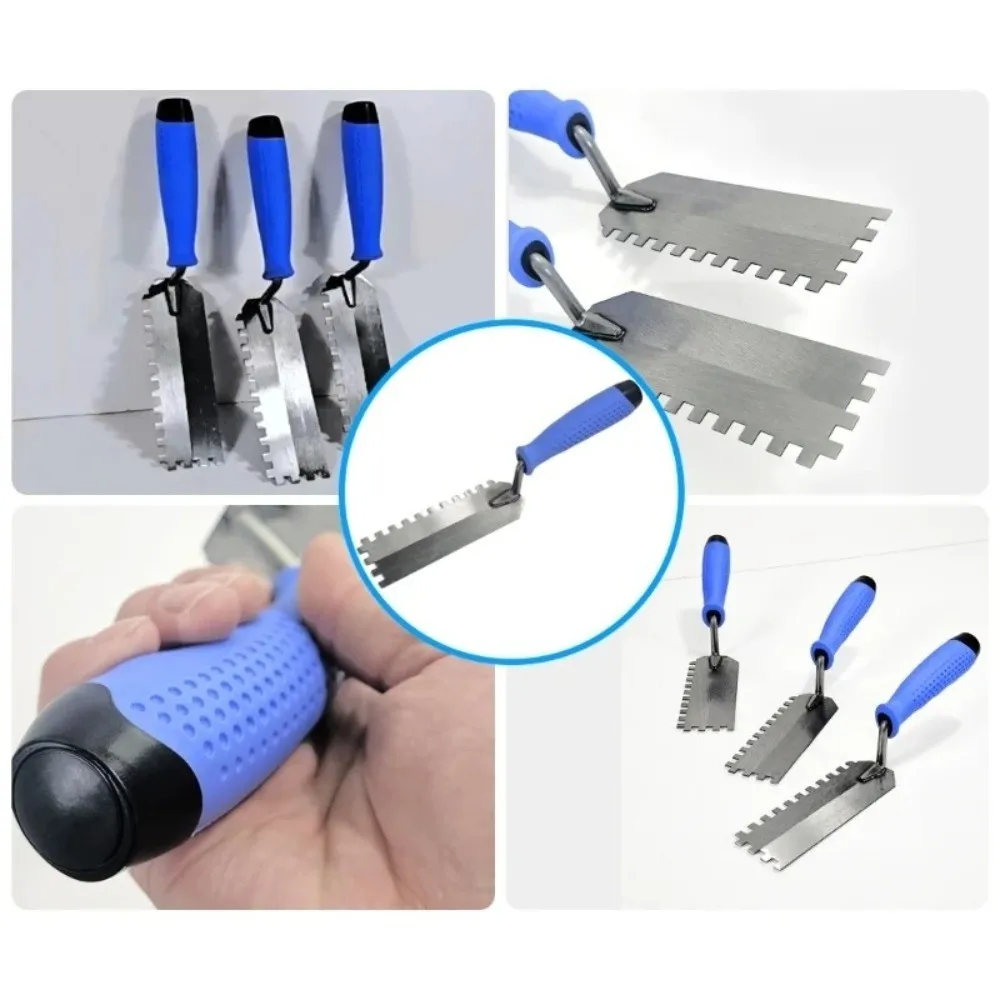 Carbon Steel Masonry Trowel Square Notched Teeth Design Notched Trowel Durable Scraper Function Putty Trowel Mortar Application