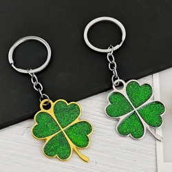 Glitter Four Leaf Clover Keychain For Men Women Foliage Shape Keychain Backpack Accessories Lucky Pendant Couple Key Ring Gift