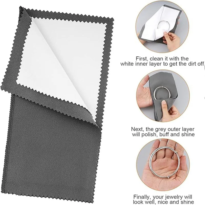 مجموعة أدوات تنظيف المجوهرات الفضية من CHCH، فرش فائقة النعومة + قماش تلميع مزدوج للتنظيف من الفضة الإسترليني والخالية من الخدوش