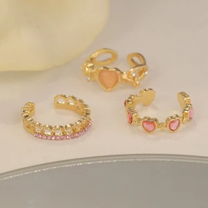 Love Heart Rings for Women, Rhinestone Light luxury, opening ring, sweet finger ring, wedding accessories, 3 pcs/set 8 Main Sales Graduation Ring - №3