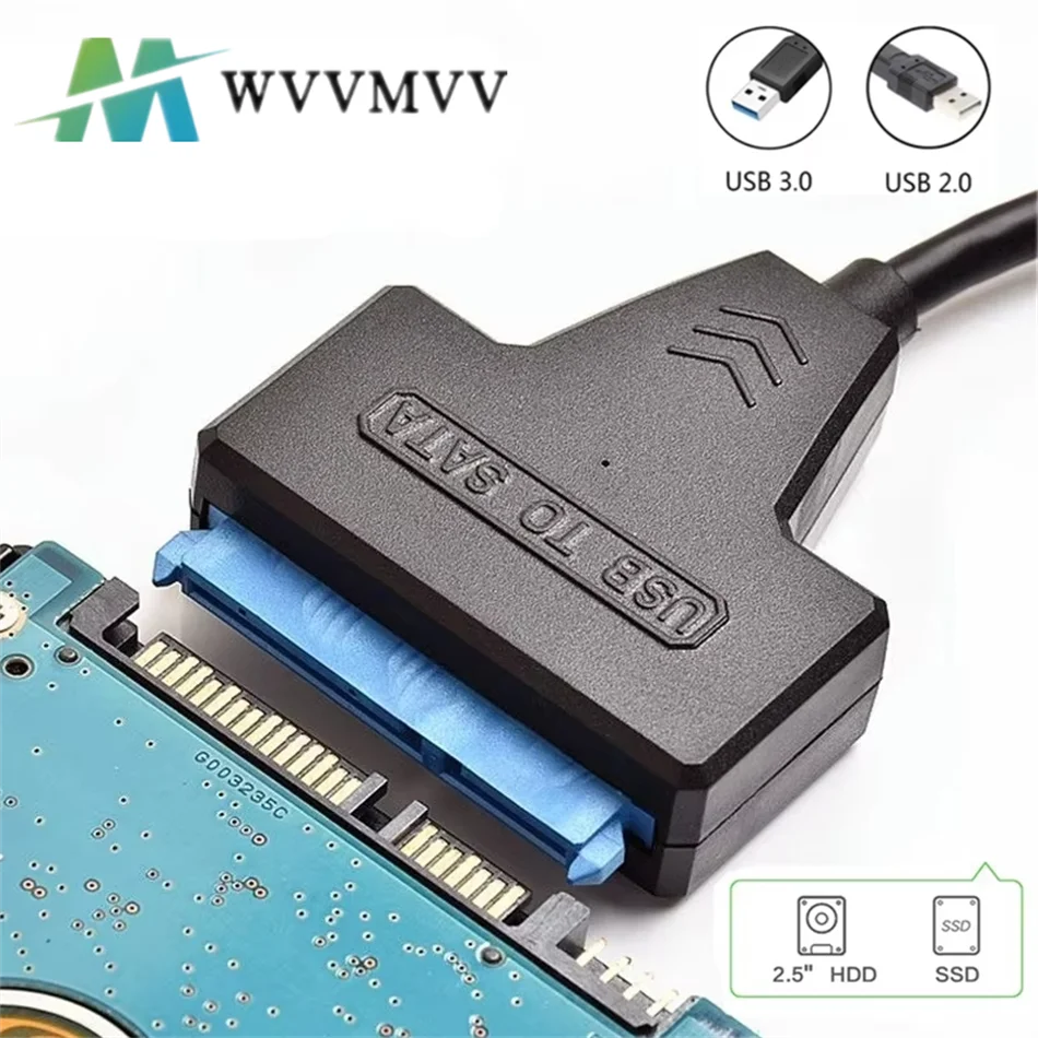 

SATA to USB 3.0 / 2.0 Cable Up to 6 Gbps for 2.5 Inch External HDD SSD Hard Drive SATA 3 22 Pin Adapter USB 2.0 to Sata III
