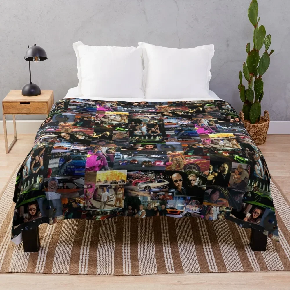 Fast and Furious collage Throw Blanket Quilt Plush Extra Large Throw Blankets