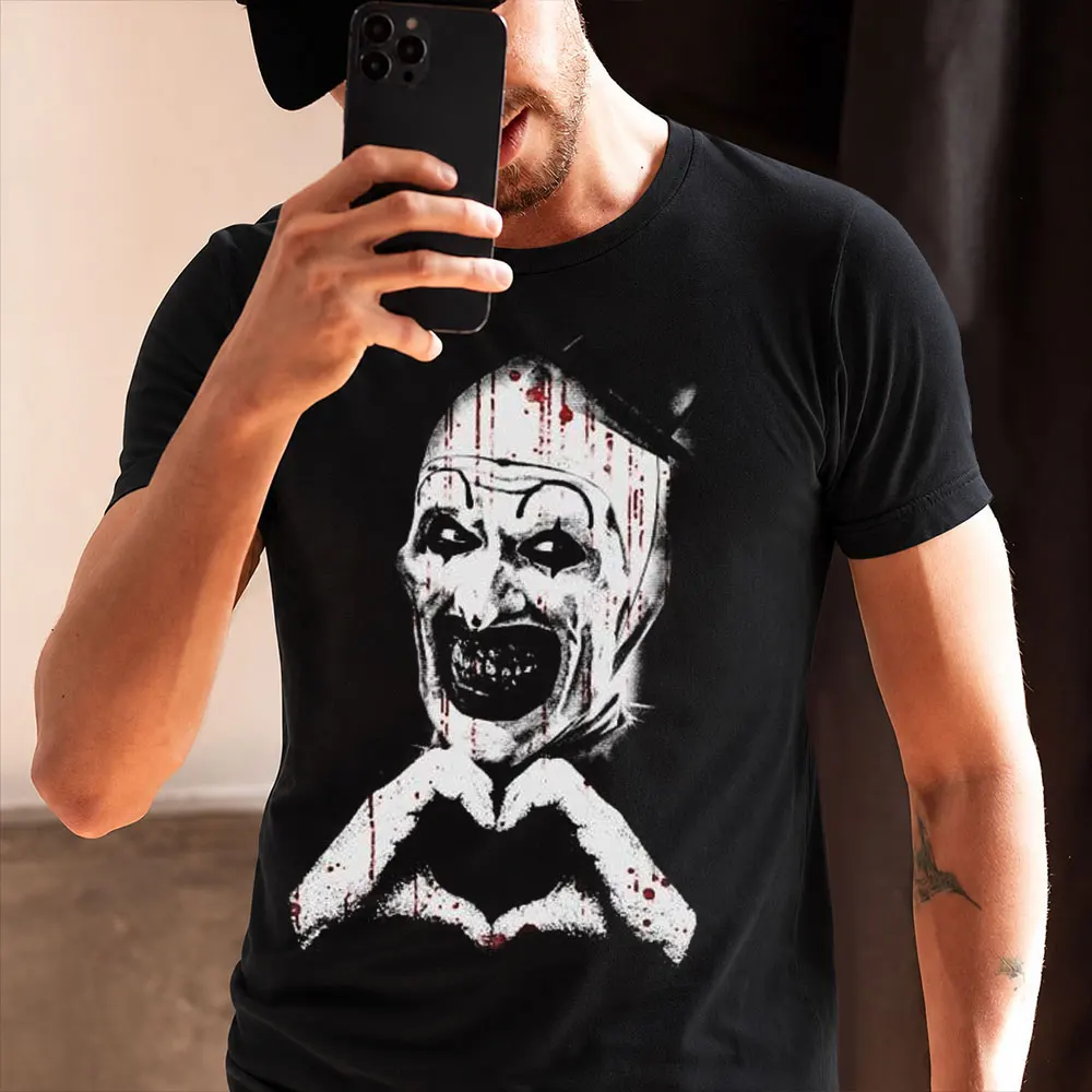 Retro Horror Movie Terrifier Art The Clown Killer Scary Halloween Gift T Shirt Creepy Heart Hands Graphic clothes All size tops
