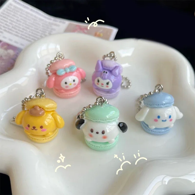 Cinnamoroll Kuromi Pompompurin My Melody Pochacco Sanrio Cartoon Cute Macaron Keychain Bag Charm Anime Christmas Toys For Girls