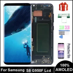 삼성 갤럭시 S8 슈퍼 아몰레드 LCD 프레임, G950 G950F SM-G950F DS G950B DS LCD 디스플레이, 터치 스크린 디지털 어셈블리