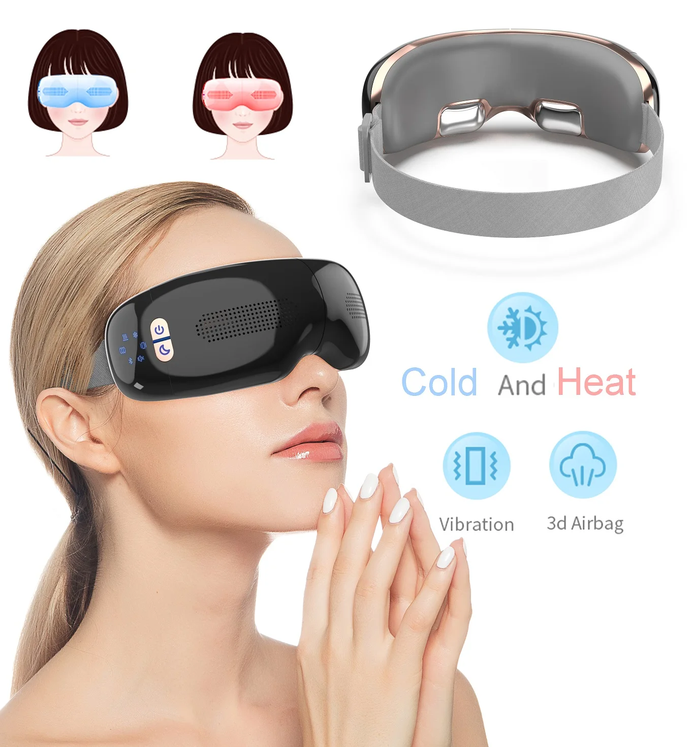 eye massager hot and cold,Healthpal Oem Odm Air Pressure Vibration Electric Smart Eye Mask Care Massager With Heat Compression