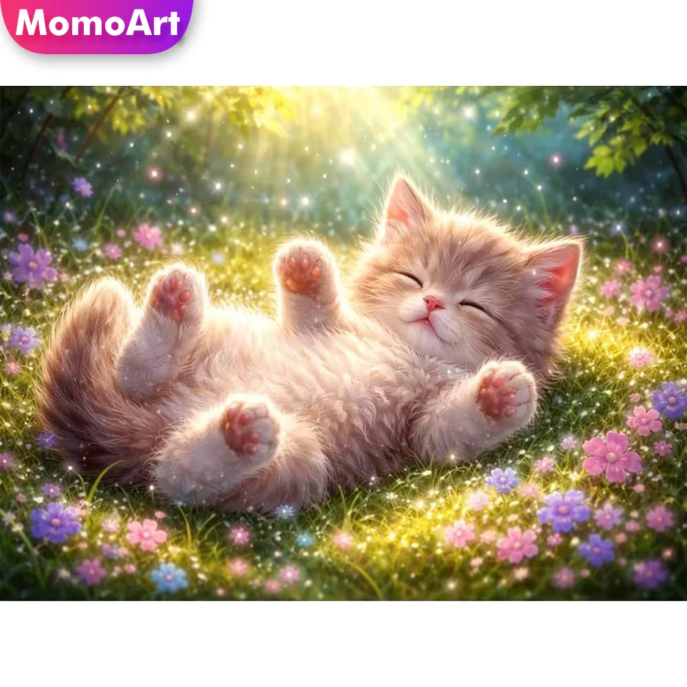 Momoart Neuerscheinung Diamant-Malerei Katze Tier Kreuzstich Vollquadratische Runde Diamant-Stickerei Cartoon DIY Mosaik Handarbeit