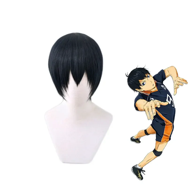 影山トビオ黒青ショートウィッグコスプレ衣装耐熱人工毛 Haikiyu Karasuno 男性女性かつら