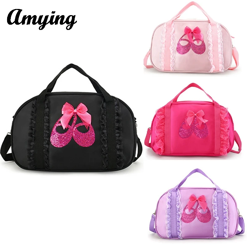 2024 Mädchen Spitze Tanzt asche Kinder One Shoulder Dance Kinder Ballett Tanz Rucksack Handtasche Aufbewahrung tasche Latin Duffle Bag