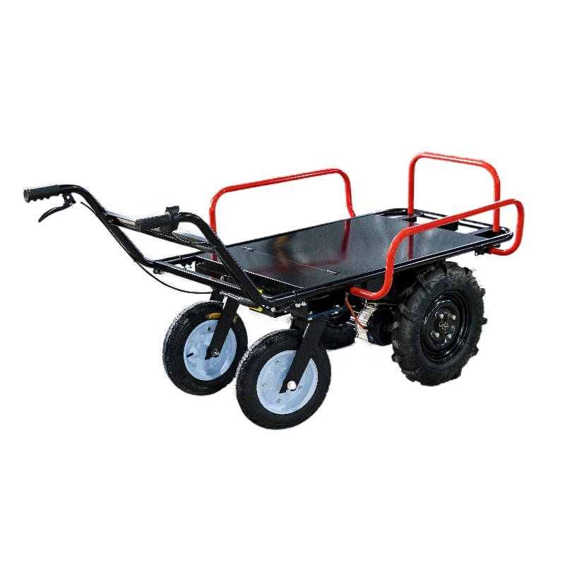 4 Wheel Metal Cargo Outdoor Garden Cart Dump Wagon Heavy Duty 4 Wheels Platform Hand Cart Foldable Trolley